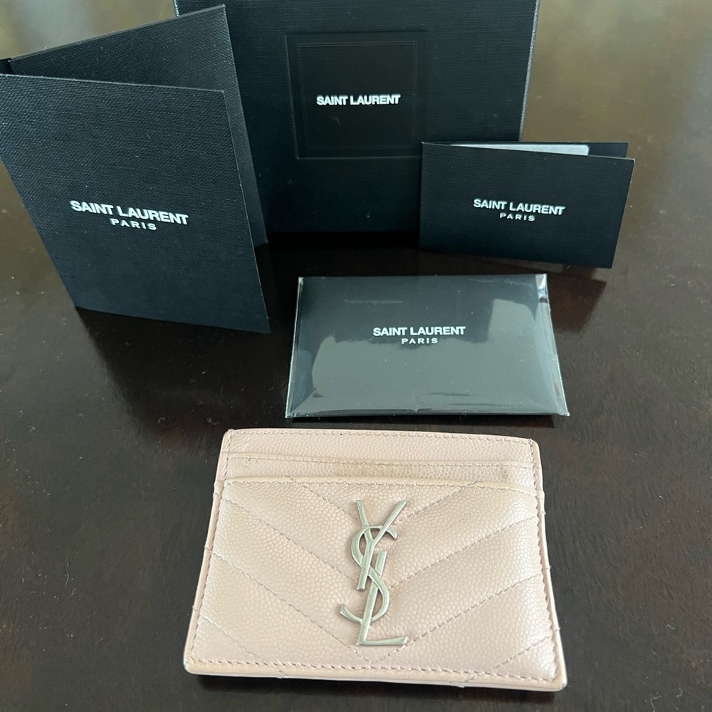 Ltd Edition Color Combo Saint Laurent YSL Monogram Matelassé Leather Card Case